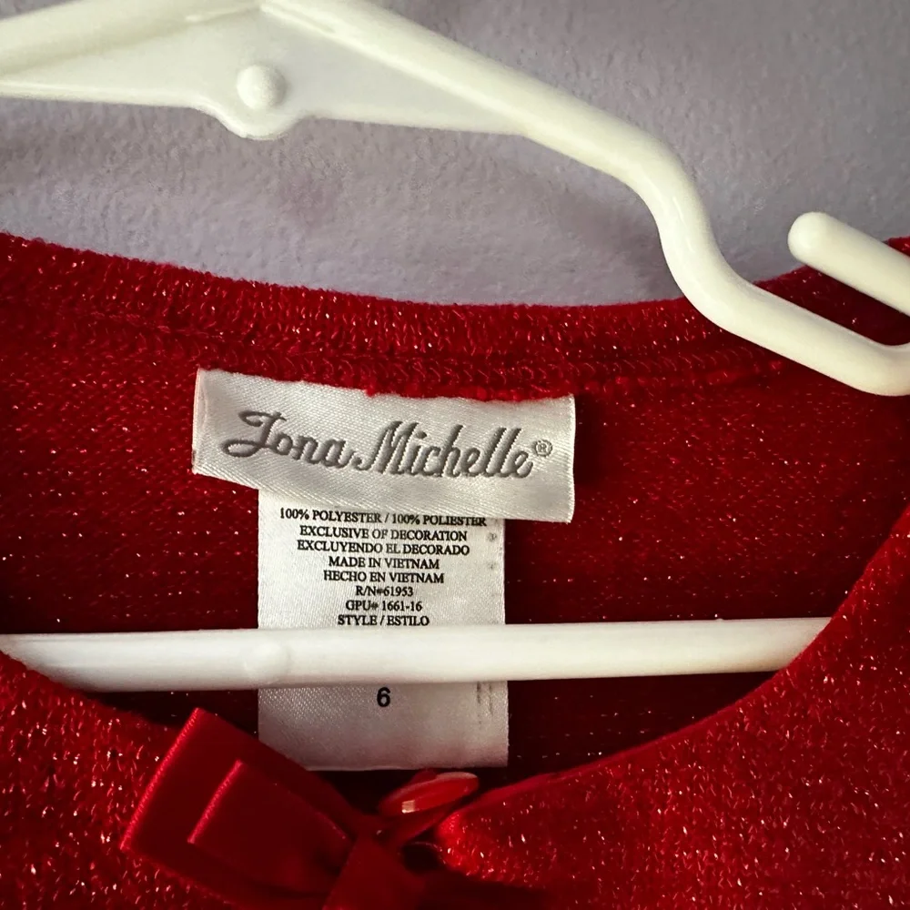 NWT Jona Michelle Red Sparkle Cardigan Size 6 - Picture 4 of 8